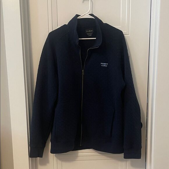 L.L. Bean Navy Blue Quilted Full Zip Sweatshirt Jacket - Picture 1 of 7